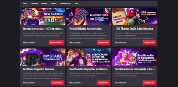 Pagina de bonificacion de bienvenida de Mystake Casino